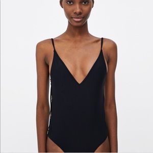 Zara Black Swimsuit with metal hoops on side